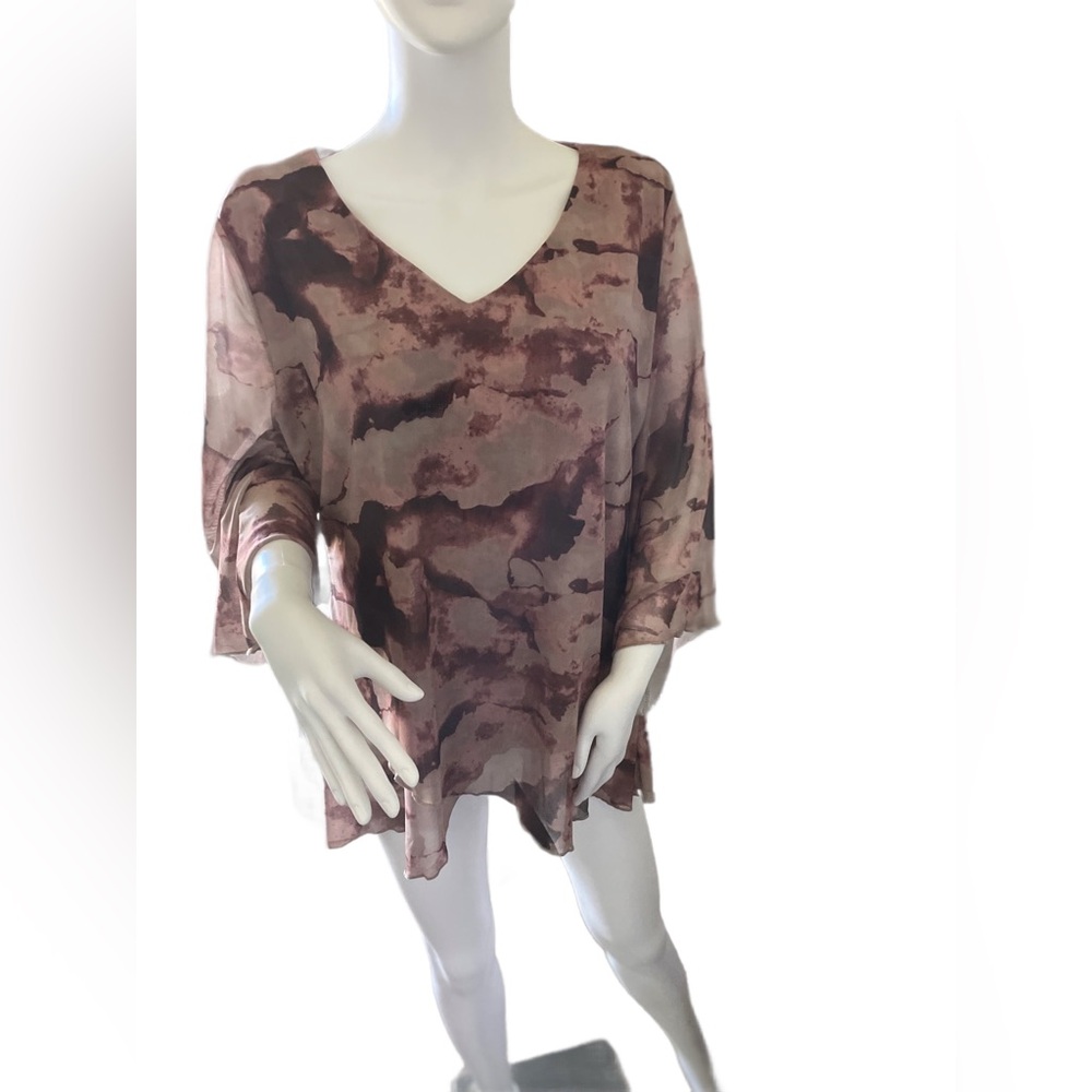 LOMON Womens 3/4 sleeves Blouse V Neck Dressy Tops Casual Chiiffon Tunic
